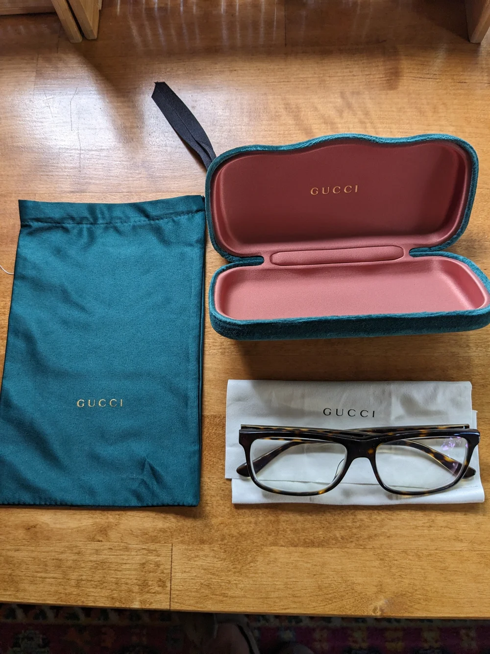 Genuine Gucci eye glasses frames - Made in Japan, case, cloth and cover included